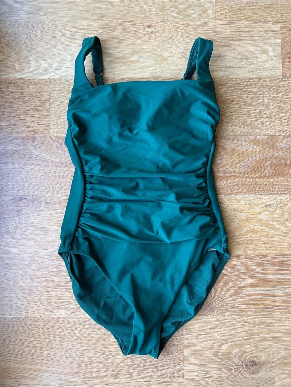 Shade and Shore Emerald Green Square-Neck One-Piece Swimsuit